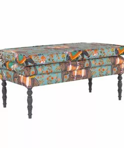 Mind The Gap MTG FURNITURE - EDWARD Ottoman Bench - HINDUSTAN AQUAMARINE LINEN Bohemian Dream 8 Mind The Gap MTG FURNITURE - EDWARD Ottoman Bench - HINDUSTAN AQUAMARINE LINEN Bohemian Dream