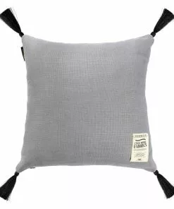 Mind The Gap Frost Grey Linen Cushion