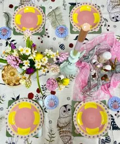 Rice By Rice Ceramic Floral Dinner Plate - Pink & Yellow