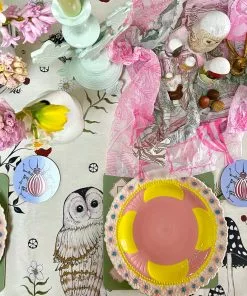 Rice By Rice Ceramic Floral Dinner Plate - Pink & Yellow