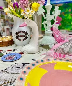 Rice By Rice Ceramic Floral Dinner Plate - Pink & Yellow