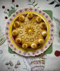 Rice By Rice Ceramic Floral Dinner Plate - Pink & Yellow