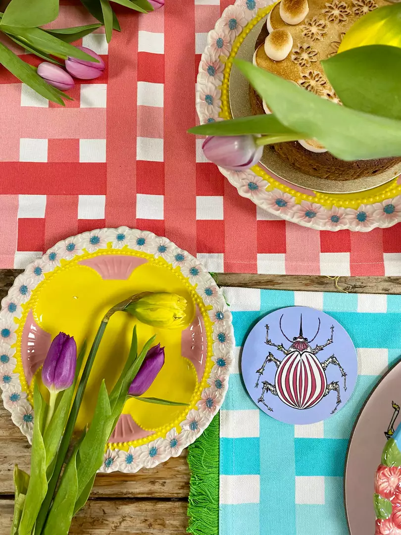 Rice By Rice New Ceramic Floral Side Plate - Pink & Yellow 9 Rice By Rice New Ceramic Floral Side Plate - Pink & Yellow