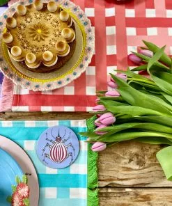 Rice By Rice Gingham Cotton Placemat In Purple & Yellow