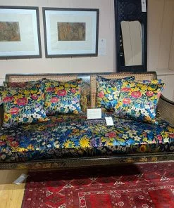 Liberty Fabrics Faria Flowers Vintage Velvet, Lichen & Marigold New