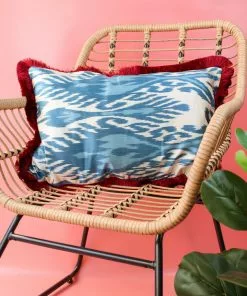 My Doris Sky Blue Aztec Silk Cushion