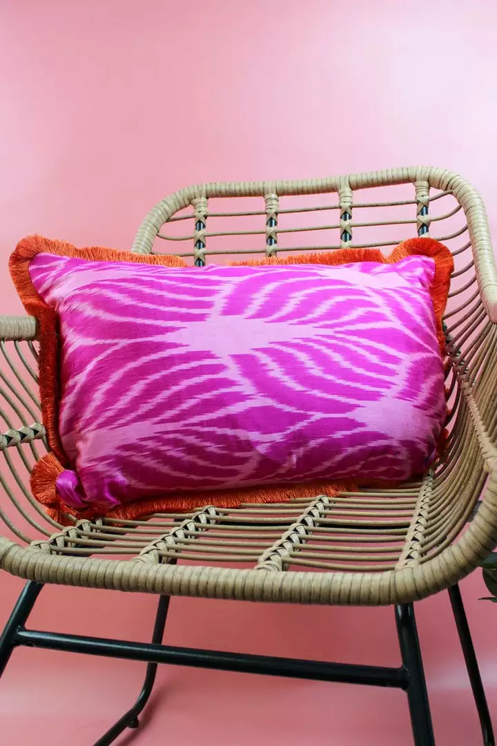 My Doris Cushions Pink Lotus Fringed Silk Cushion 3 My Doris Cushions Pink Lotus Fringed Silk Cushion