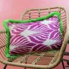 My Doris Lime And Pink Lotus Fringed Silk Cushion Cushions