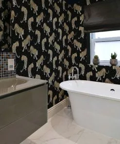 The Graduate Collection Rose & Thorn All Over Leopard Wallpaper Blue