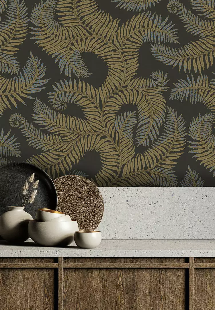 Josephine Munsey Bombe's Fernery Wallpaper In Olive & Celadon Les Jardins Royaux 11 Josephine Munsey Bombe's Fernery Wallpaper In Olive & Celadon Les Jardins Royaux