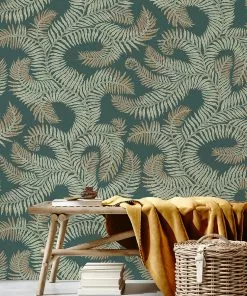 Josephine Munsey Bombe's Fernery Wallpaper In Dark Grey & Green
