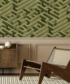 Josephine Munsey Labyrinth Wallpaper Olive Rose & Thorn