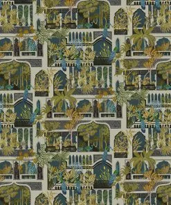 Josephine Munsey Peacock Arches Wallpaper Dark Teal