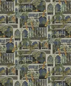 Josephine Munsey Peacock Arches Wallpaper Petrol