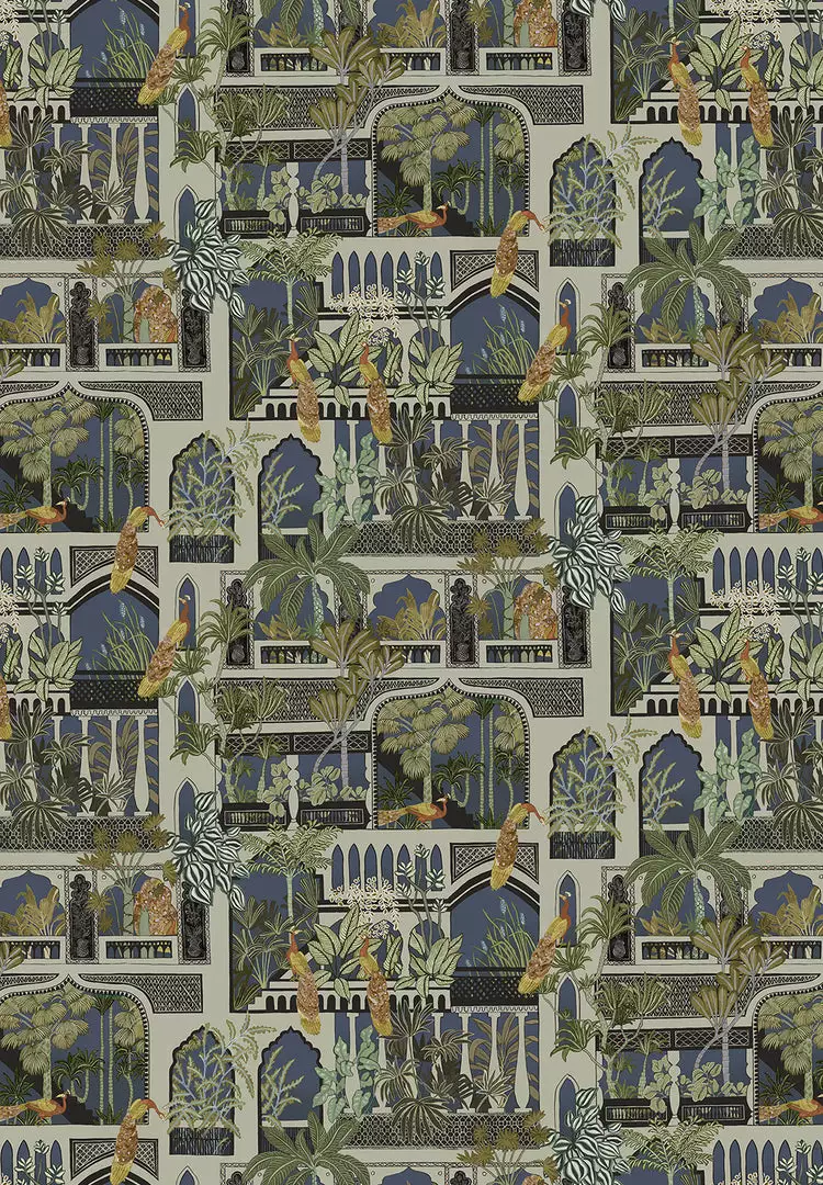 Josephine Munsey Peacock Arches Wallpaper Petrol 4 Josephine Munsey Peacock Arches Wallpaper Petrol