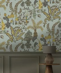 Josephine Munsey Woodland Floor Wallpaper Celadon And Lemon Wallpaper & Paint