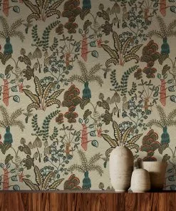 Josephine Munsey Woodland Floor Wallpaper Stone And Teal Wallpaper & Paint