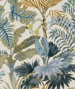Josephine Munsey Palm Grove Wallpaper Ecru And Blue