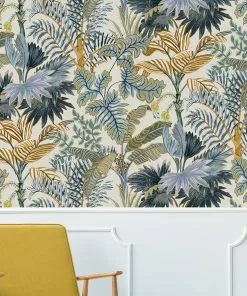 Josephine Munsey Palm Grove Wallpaper Ecru And Blue