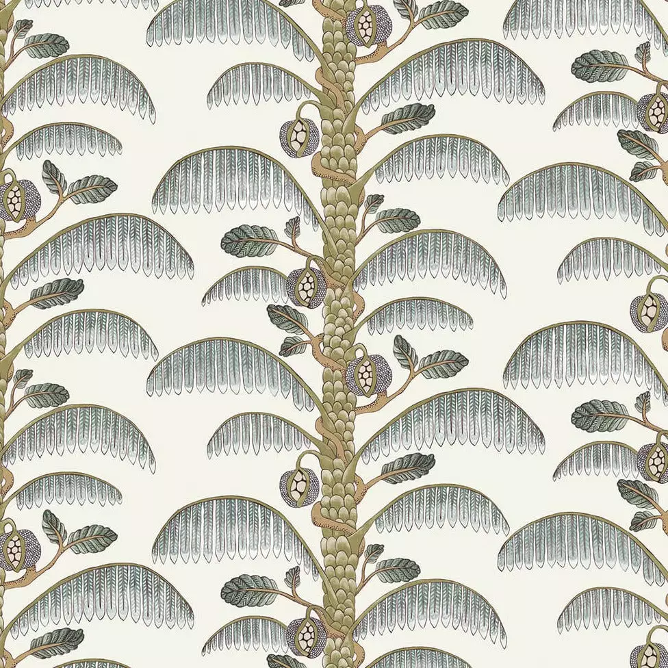 Josephine Munsey Rose & Thorn Palm Stripe Wallpaper In Radmoor Blue 6 Josephine Munsey Rose & Thorn Palm Stripe Wallpaper In Radmoor Blue