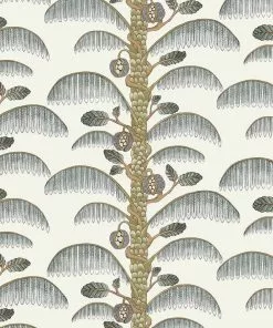 Josephine Munsey Rose & Thorn Palm Stripe Wallpaper In Spicer Brown 18 Josephine Munsey Rose & Thorn Palm Stripe Wallpaper In Spicer Brown