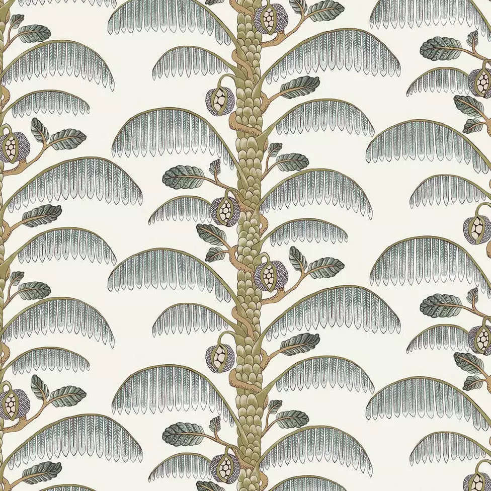 Josephine Munsey Rose & Thorn Palm Stripe Wallpaper In Spicer Brown 6 Josephine Munsey Rose & Thorn Palm Stripe Wallpaper In Spicer Brown