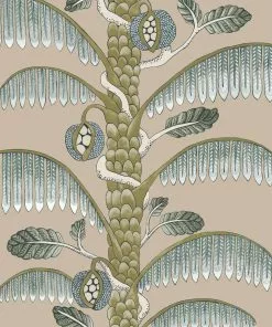 Josephine Munsey Rose & Thorn Palm Stripe Wallpaper In Spicer Brown 24 Josephine Munsey Rose & Thorn Palm Stripe Wallpaper In Spicer Brown