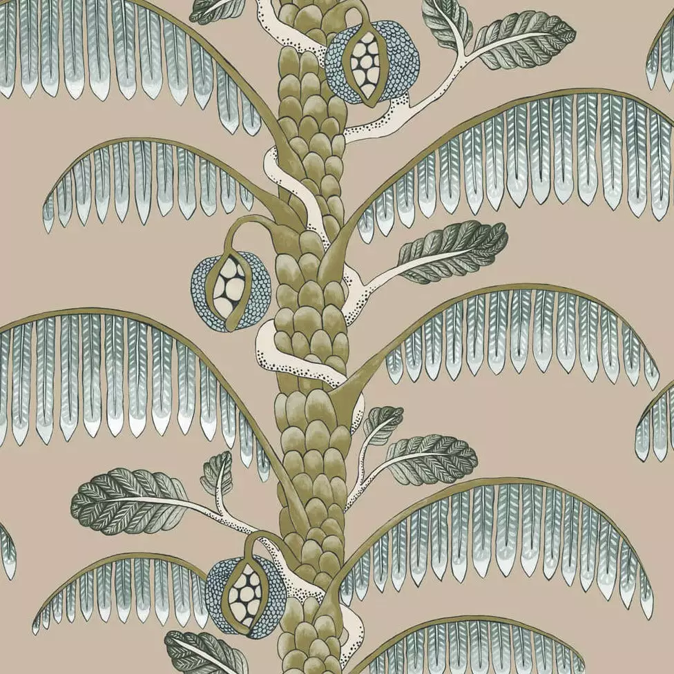 Josephine Munsey Rose & Thorn Palm Stripe Wallpaper In Spicer Brown 12 Josephine Munsey Rose & Thorn Palm Stripe Wallpaper In Spicer Brown