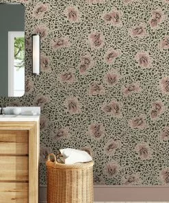 Josephine Munsey The Craftsman Bea's Swallows Wallpaper Chaingate Green & Ham Pink