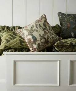 Josephine Munsey Labyrinth Lumbar Frilled Cushion Olive