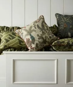 Josephine Munsey Labyrinth Lumbar Frilled Cushion Green