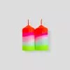 Pink Stories Memphis To Miami Neon Pillar Candles Pair - Lollipop Twins