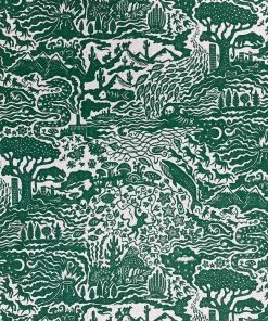 The Monkey Puzzle Tree 'All Tomorrow's Futures' Emerald Green Linen By Alexis Snell New