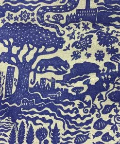 The Monkey Puzzle Tree New 'All Tomorrow's Futures' Ocean Blue Linen By Alexis Snell