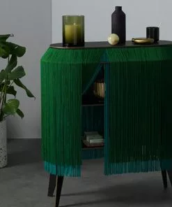 Ibride Baby Alpaga Fringed Bedside Table Sparkling Green Bohemian Dream