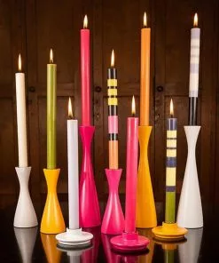 British Colour Standard Wooden Candle Holder Medium - Saffron Yellow New