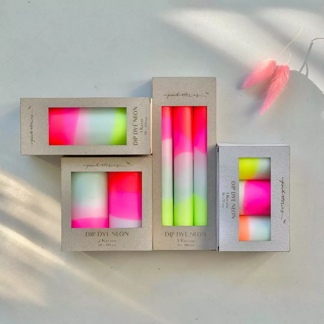 Pink Stories Neon Taper Candles Coconut Waterfall New 5 Pink Stories Neon Taper Candles Coconut Waterfall New