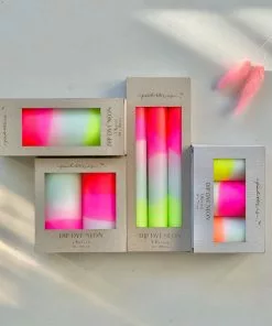 Pink Stories Memphis To Miami Neon Pillar Candles Pair - Lollipop Twins