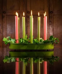 British Colour Standard New Oval Metal Candle Platter - Olive