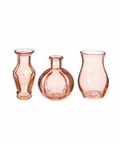 Sass & Belle Set Of 3 Pink Recycled Vases Small