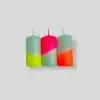 Pink Stories Neon Pillar Candles Trio - Rainbow Drops Bohemian Dream
