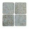 Thedesignyarduk Embossed Blue And Bronze Coasters Set Of Four New
