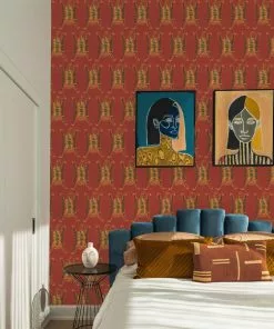 Annika Reed Studio New Tibetan Tiger Wallpaper Burnt Orange