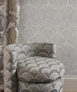 Liberty Fabrics Deco Scallop Multi Jacquard Fabric, Pewter New