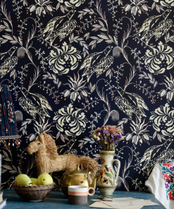 Mind The Gap Rose & Thorn Folk Embroidery Fern Green Wallpaper