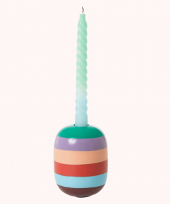 Rice By Rice New Metal Oval Candle Holder, Stripes