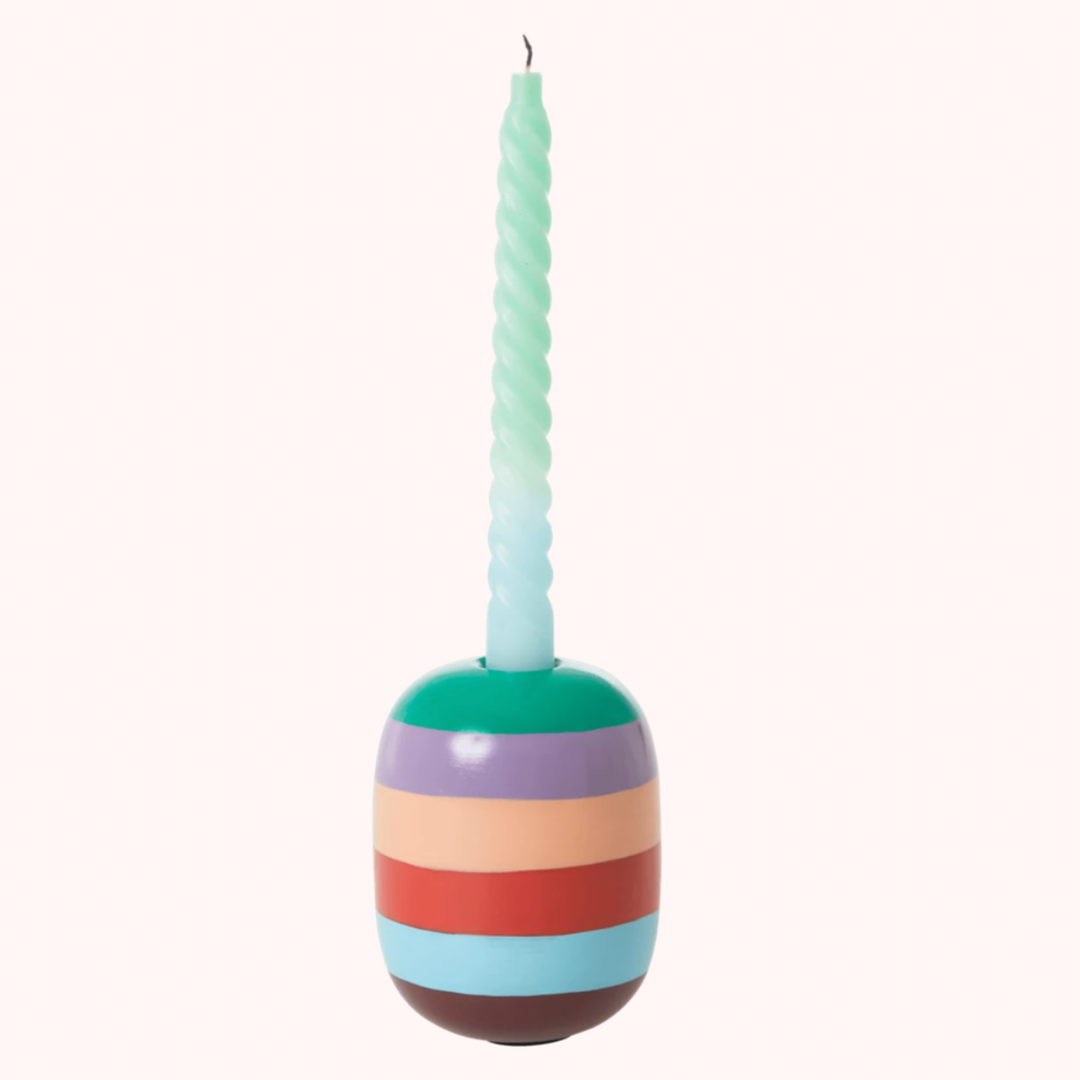 Rice By Rice New Metal Oval Candle Holder, Stripes 4 Rice By Rice New Metal Oval Candle Holder, Stripes