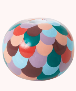 Rice By Rice Metal Candle Holder, Multicoloured Scallops
