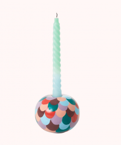 Rice By Rice Metal Candle Holder, Multicoloured Scallops