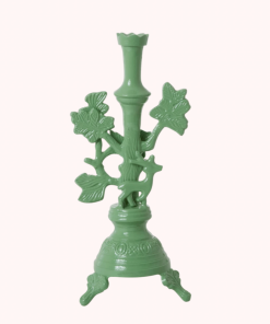 Rice By Rice Metal Candle Holder With Deer, Dusty Green New